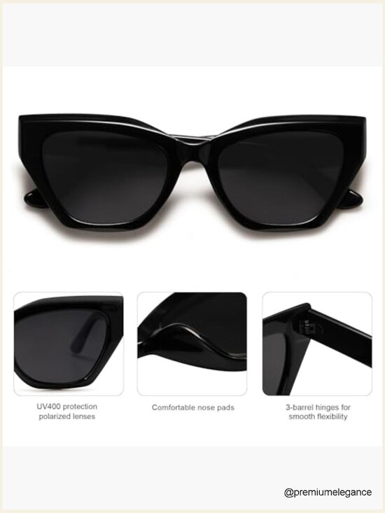Square Cat Eye Polarized Sunglasses Retro Classic Vintage Trendy Shades